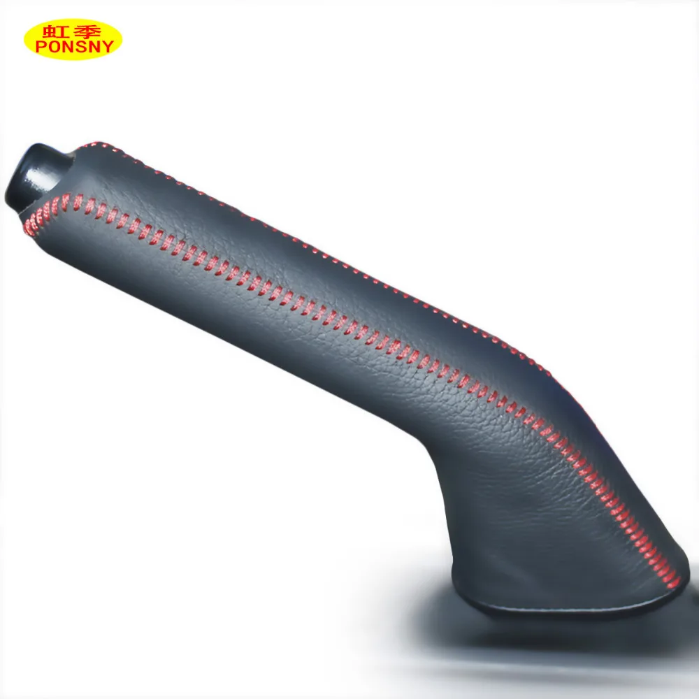 PONSNY Car Handbrake Covers Case for Mazda 3 2008-2010 Genuine Leather Auto Handbrake Grips Lever Cover