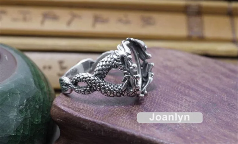 Ring Blank for 11x15mm Oval Cabochons Dragon Shape Ring Base Thai Sterling Silver Adjustable Band Ring Setting