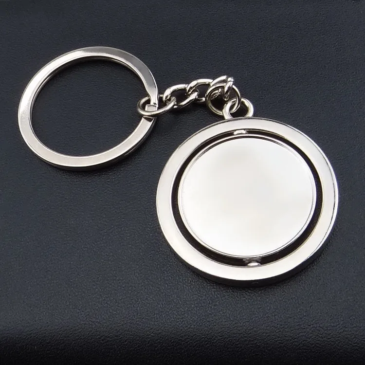 Round Blank 360 Rotating Metal Tag Keychain New Car Keychain K1552