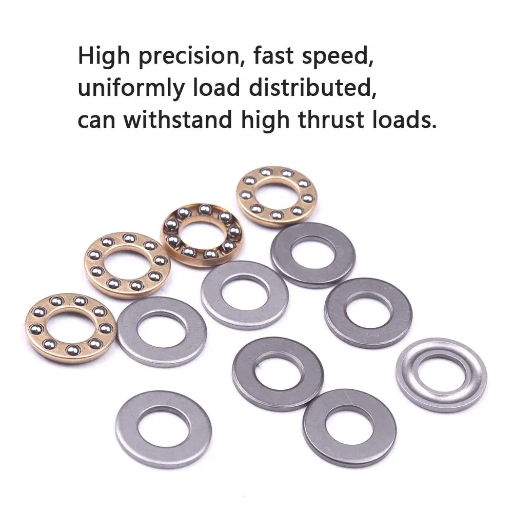 4 Sets Miniature Thrust Ball Bearings F8/F9/F10 Bearing Steel Plane Metal Axial Ball Bearing Thrust Bearings 8mm/9mm/10mm