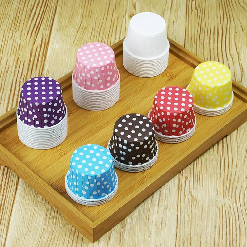 Colorful Wave Point Muffin Paper Cups, Cake Paper Cups, Oil-proof, High Temperature, Cake Holder, Dessert Mold, 100Pcs