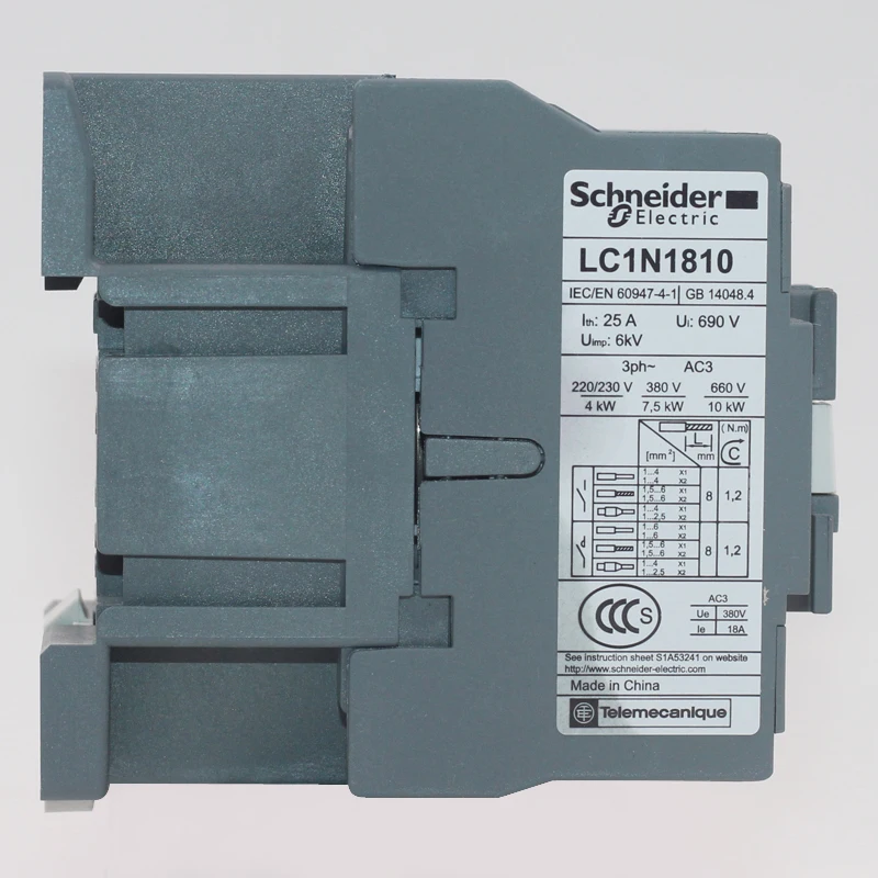 100% New Original Schneider Electric LC1-E EasyPact TVS Series Voltage 220V Contactors 18A LC1E1810M5N Updated To LC1N1810M5N