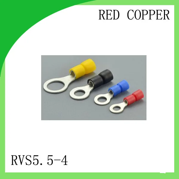 Manufacture  red copper 1000 PCS RVS5.5-4 Cold Pressed Terminal Connector Suitable for 16AWG - 14AWG  Cable lug