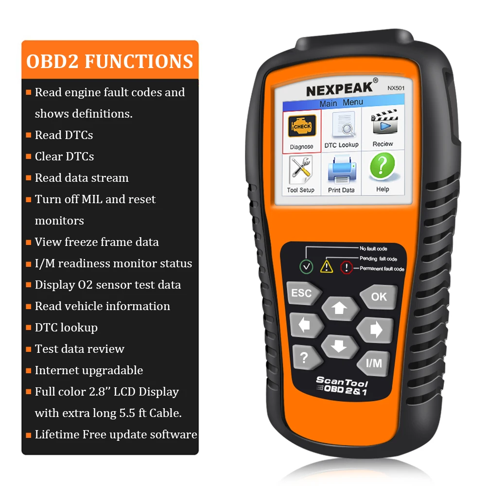 2024 New OBD2 Car Scanner Full Obd 2 Auto Diagnostic Scanner NEXPEAK NX501 Odb Auto Diagnostic Tool for Auto Scanner Automotive