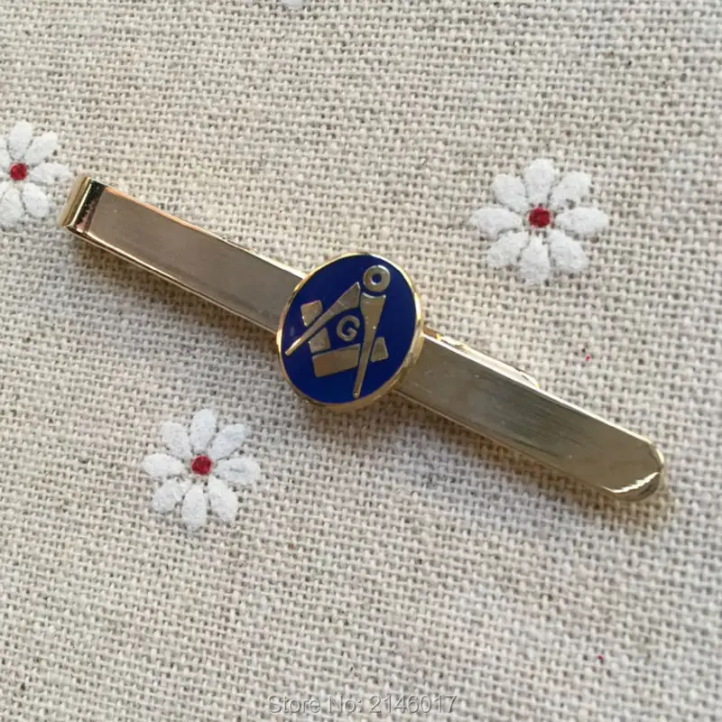 1pc Free Masons Masonic Square and Compass with G Tie Clip Hard Enamel Blue Lodge Clips for Men Freemasonry Gift