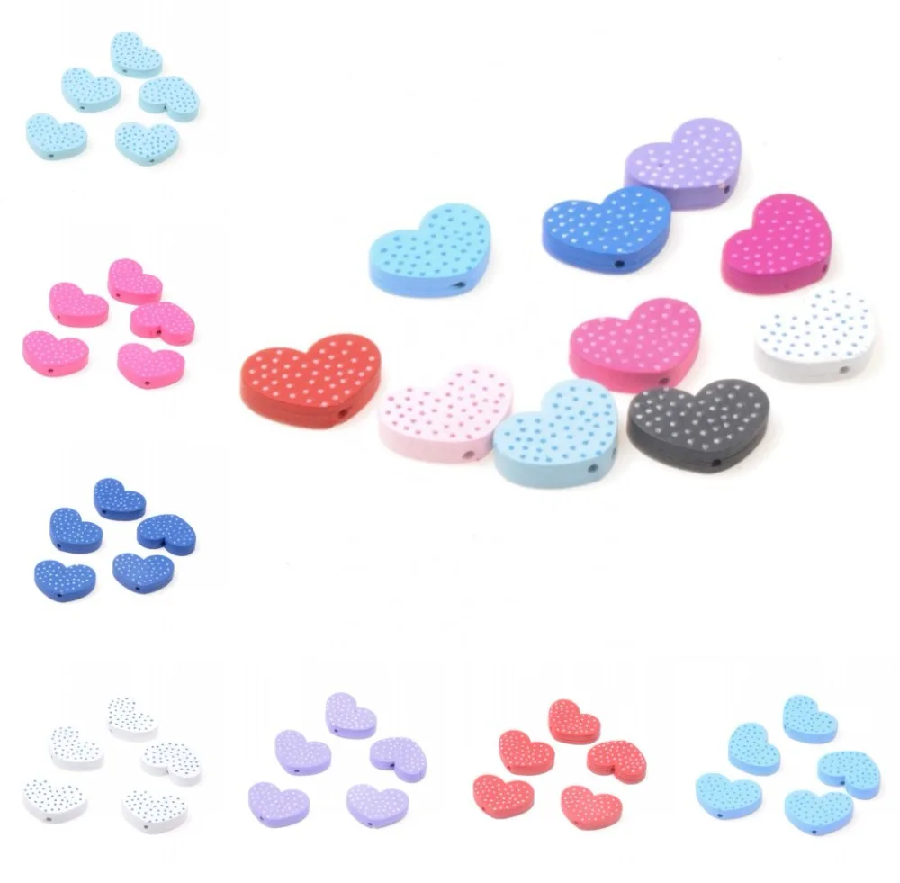 

MIAOCHI DIY 30pcs Love Heart Wooden Beads For Jewelry Making Crafts Kids Toys Teething 26*19mm Spacer Beading Beads