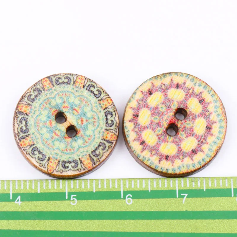 Flower Pattern Round Wooden Sewing Buttons Scrapbooking Botones Crafts for Handmade Accessory Sewing Home 20pcs 20mm MT0815-TO