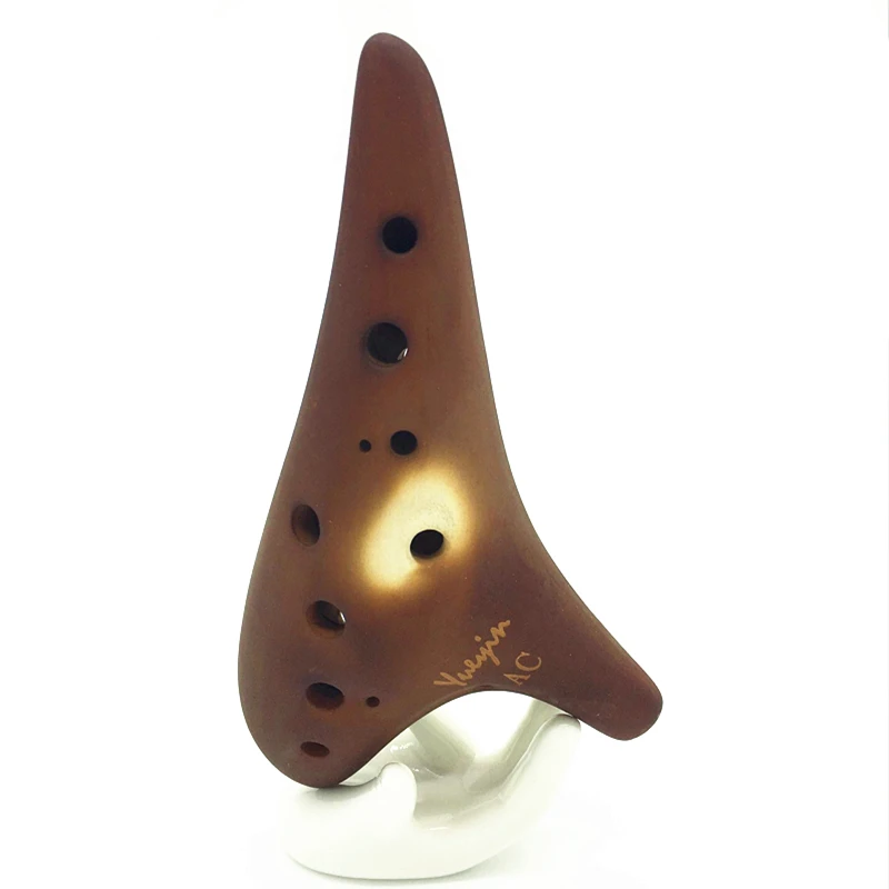 12 Holes Ceramic Flute for Smoked Ocarina, Alto C / Soprano C F G, Musical Instrument, Professional Smoked Burn, 12 Holes