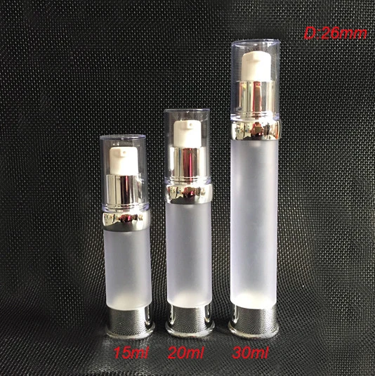 

15ml frosted airless bottle with silver pump and bottom &clean lid ,plastic airless 15 ml Cosmetic Container Refillable Bottles