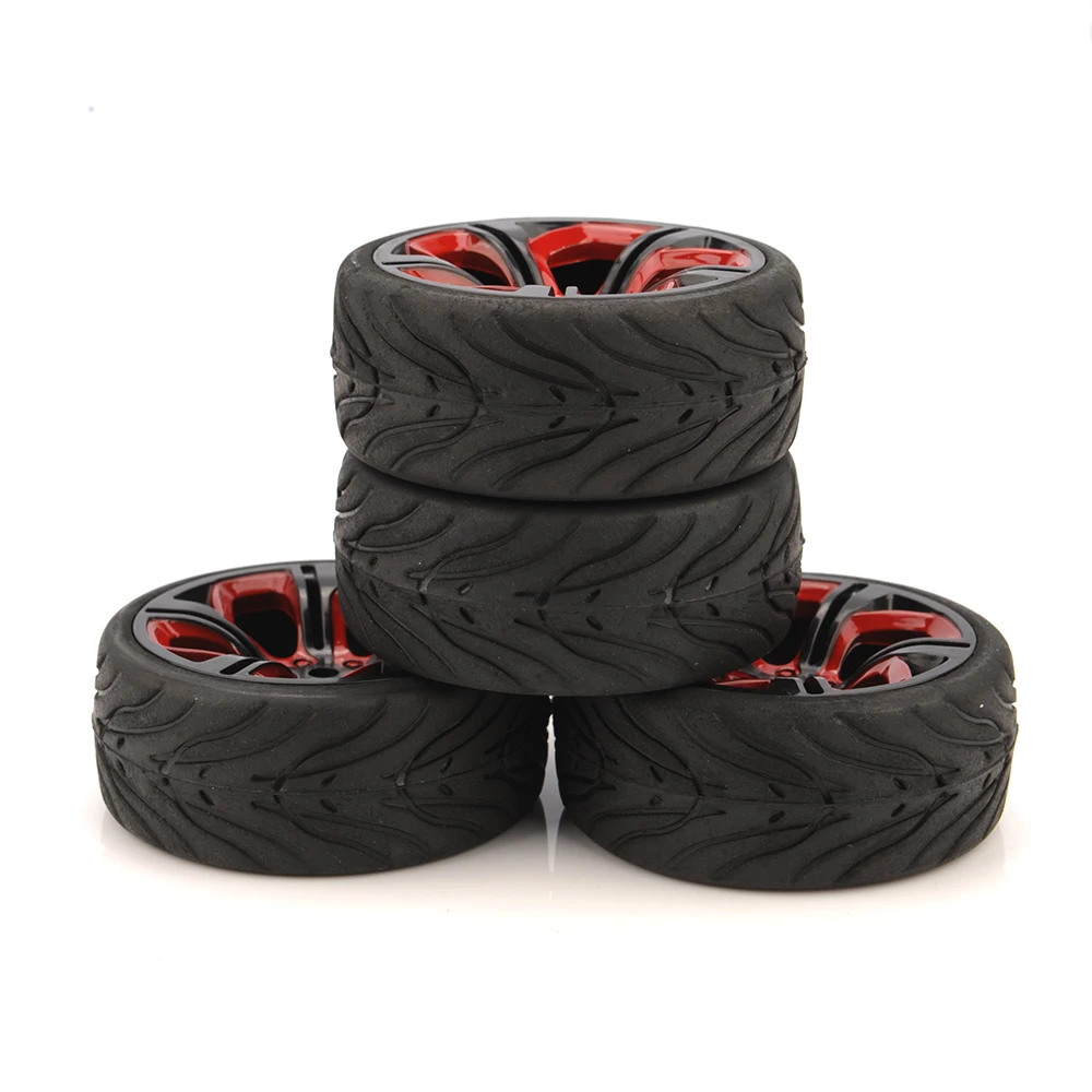 4X RC 1:10 12mm Hex Tires and Wheel Rim fit Hex HPI HSP Racing On Road Car P8NKR Accessories