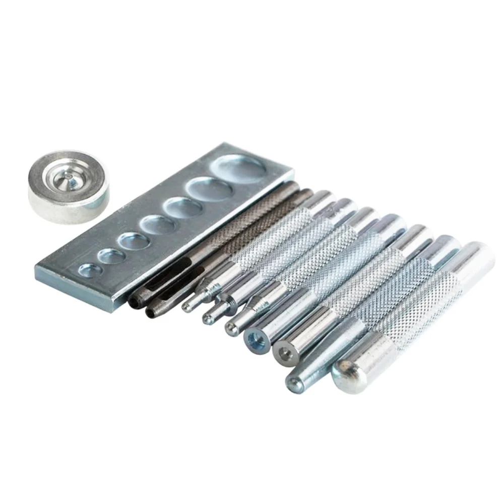 11-teiliges Locher-Set aus Leder, Locher-Knöpfe-Set, Druckknöpfe, Nieten und Ösen, Drucknieten-Setter, Basissatz-Set, Druckniete – Detail 3