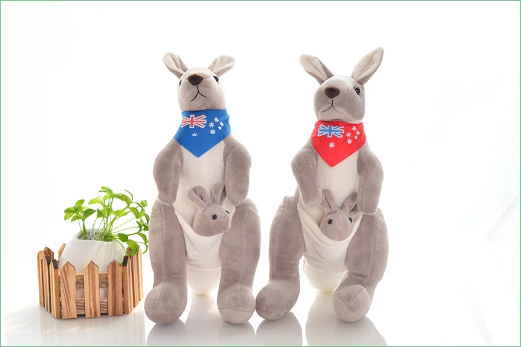 

a pair of middle plush kangaroo toys new red and blue scarf kangaroo doll birthday gift about 40cm a69