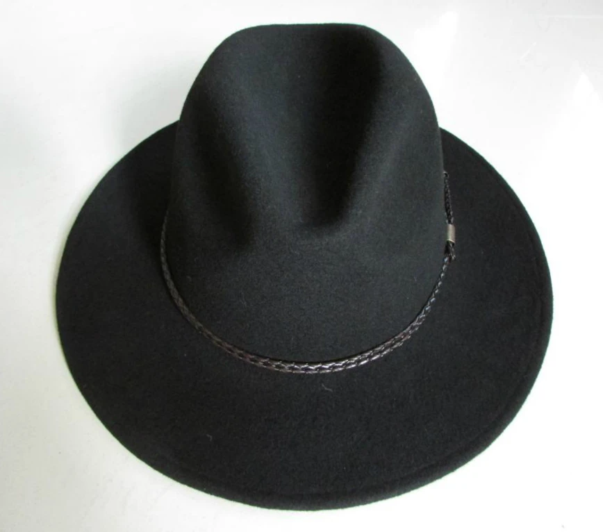 New 100% Wool Waterproof Fedoras Hat Men\'s Wrinkle-free Equestrian Hat Wide Brim Knight Cowboy Wool Cap Gentleman Hat B-8121