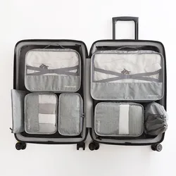 High-grade 7pcs/set Suitcase Organizer Koffer Luggage Organizer Laundry Pouch Packing cubes Set Storage Bag for Clothes