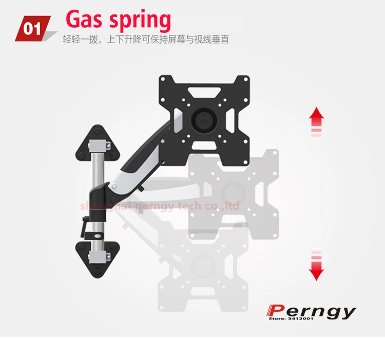 DL-FE111WA แก๊สสปริง 23 "-42" Heavy LED LCD TV Wall Mount Full Motion Monitor ผู้ถือโหลดแขน 5-16 กก.สูงสุด. วีซ่า 200*200มม