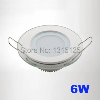 

Modern design with glass 6W LED ceiling recessed downlight / Round panel light kitchen light 120mm 1pc/lot free shipping