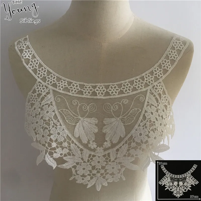 New arrive Milk fiber Embroidery Hollow out Applique Lace Collar DIY ABS pearl Lace Fabric Clothing Accessories Craft supplies