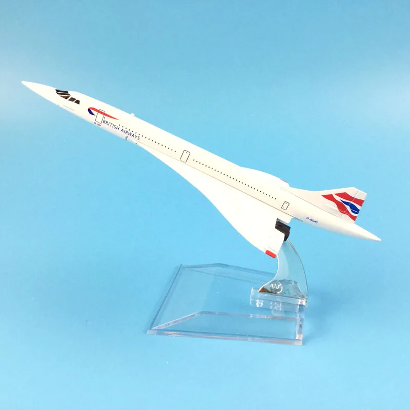 FREE SHIPPING 16cm Alloy Metal Model Plane BRITISH AIRWAYS CONCORDE   Model W Stand Aircraft Toy Birthday Gift