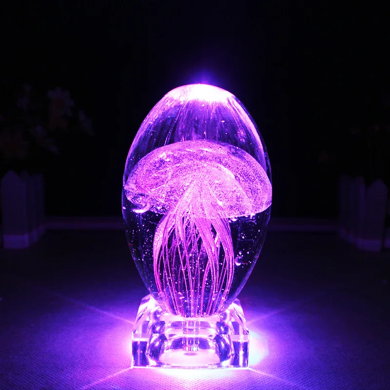 

Jellyfish LED Night Light Multicolor Lamp Home Decoration Bedroom Baby Kids Friends Lovers Crystal Gift Box Battery Included