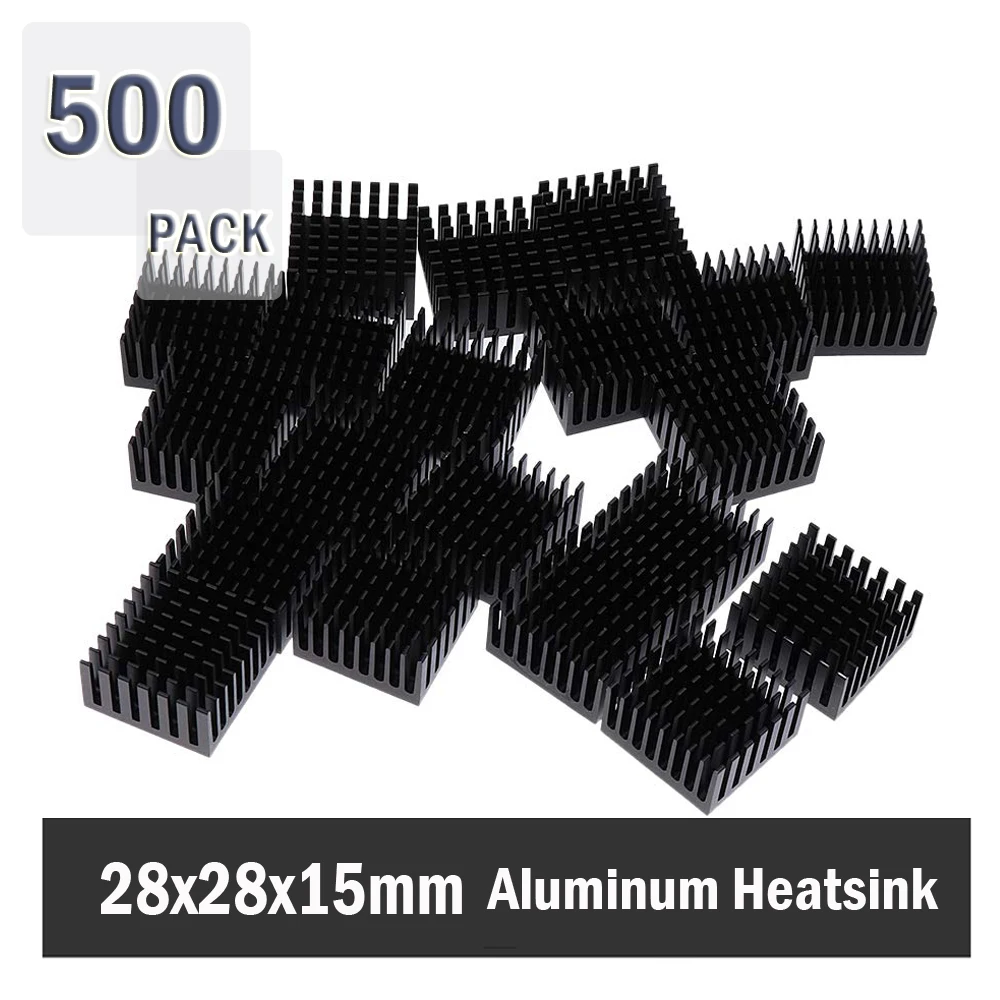 

500Pcs 28x28x15mm Aluminum Heatsink Heat Sinks Cooling Fins Cooler For PGA CPU LCC 28mm 15mm thickness Heatsink cooling