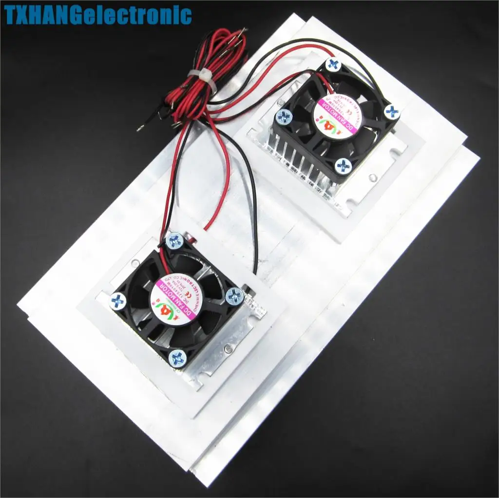 Thermoelectric Peltier Refrigeration Cooling System Kit Cooler Double Fan DIY