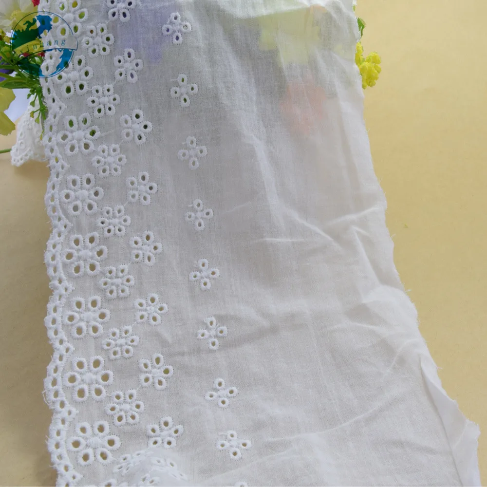 12cm White 100% Cotton Embroidery Lace Ribbon Fabric Guipure Diy Dress Trims Sewing Womens dresses Garment Accessories#3708