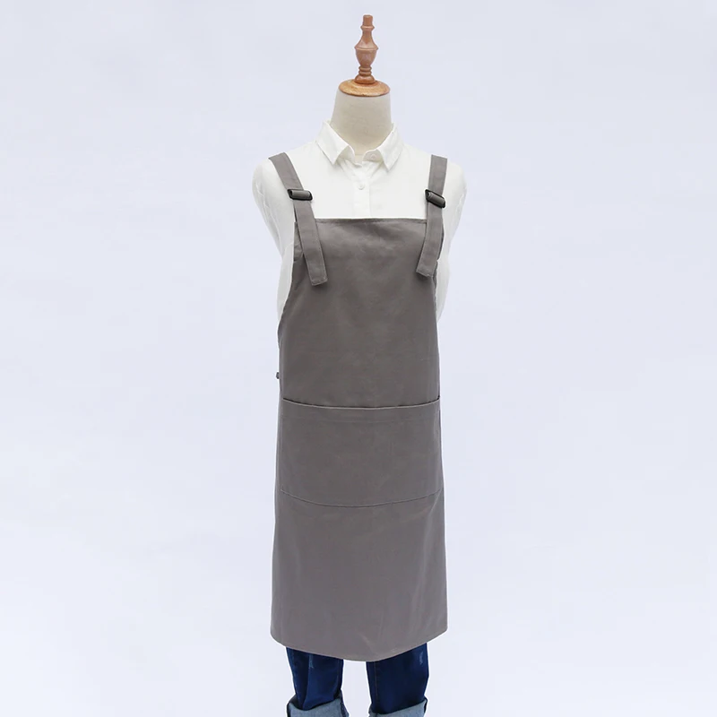 

Korean fashion minimalism Cotton apron adult women kitchen cooking aprons waterproof antifouling aprons for work with pockets