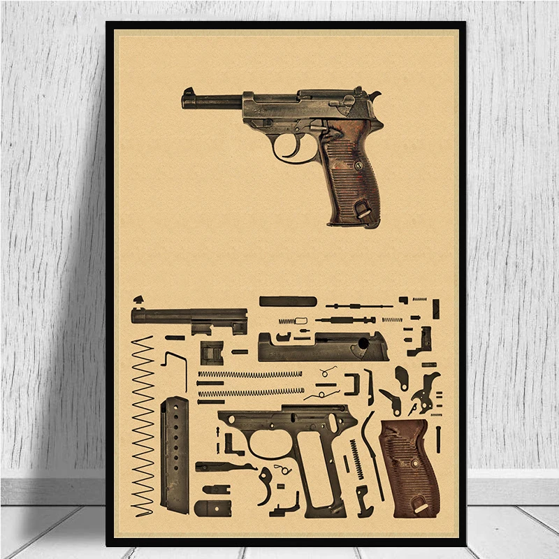 World Famous Gun Posters Vintage Kraft Paper Poster Decorative Painting Paper Posters Wall Sticker