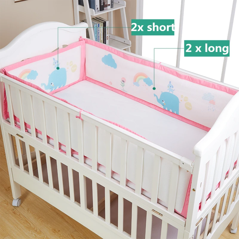 3D Mesh Fabric Breathable 4pcs Baby Bedding Bumpers Crib Protector Cushion Cotton Filling Baby Crib Bumpers Set for 4 seasons