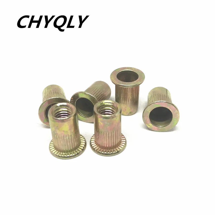 10pcs / 50pcs M3 M4 M5 M6 M8 M10 M12 Carbon Steel Rivet Nut Flat Head Rivnut Inserts Furniture Nut