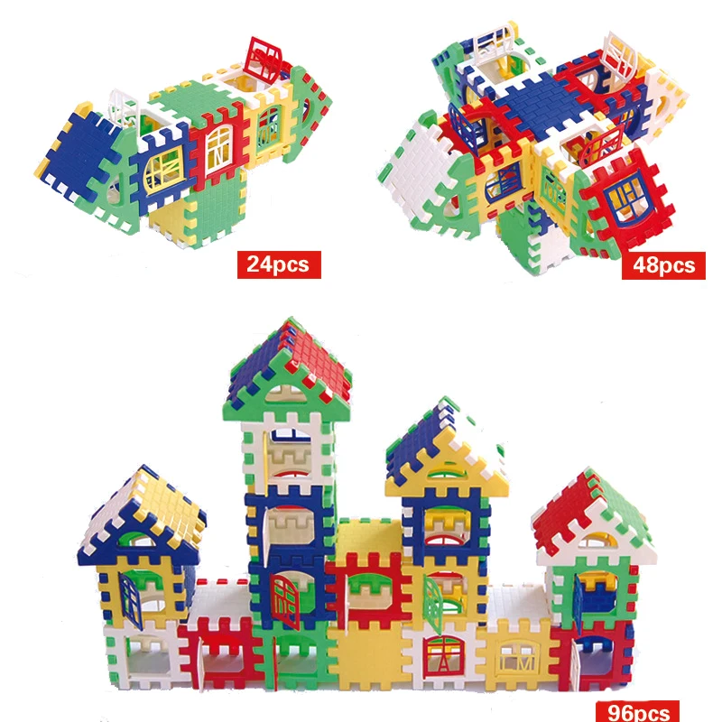 24 Pieces Set 3D Building Block Plastic Square House Model Kindergarten Learning and Education Toy