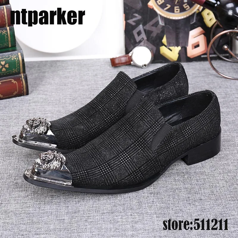 

ntparker New style front metal Toe men shoes Fashion Pointed Toe Men Oxfords wedding and party slip on men's Dress Shoes!
