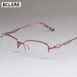 BCLEAR Vintage Eyeglass Women Half Frame Myopia Optical Eyewear Frames Glasses Clear Pink Red spectacle oculos de grau feminino