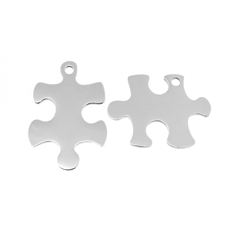 

50pairs Puzzle necklace pendant blank puzzles jigsaw couple charms Pendant personalized stainless steel DIY Jewelry