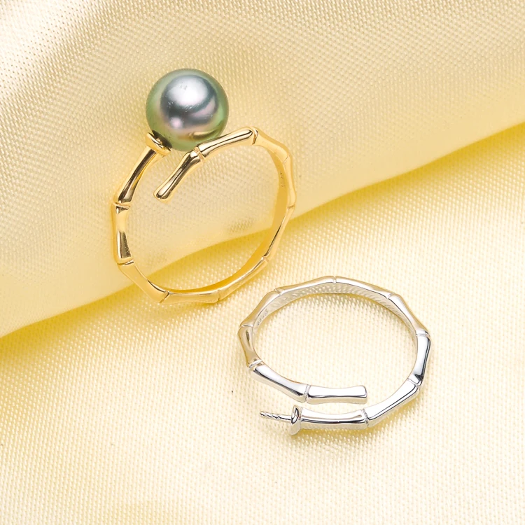 

Bamboo Joint Design Rings Settings Sterling 925 Silver Rings Holder Women DIY Pearl Rings Jewelry Findings 3Pieces/Lot