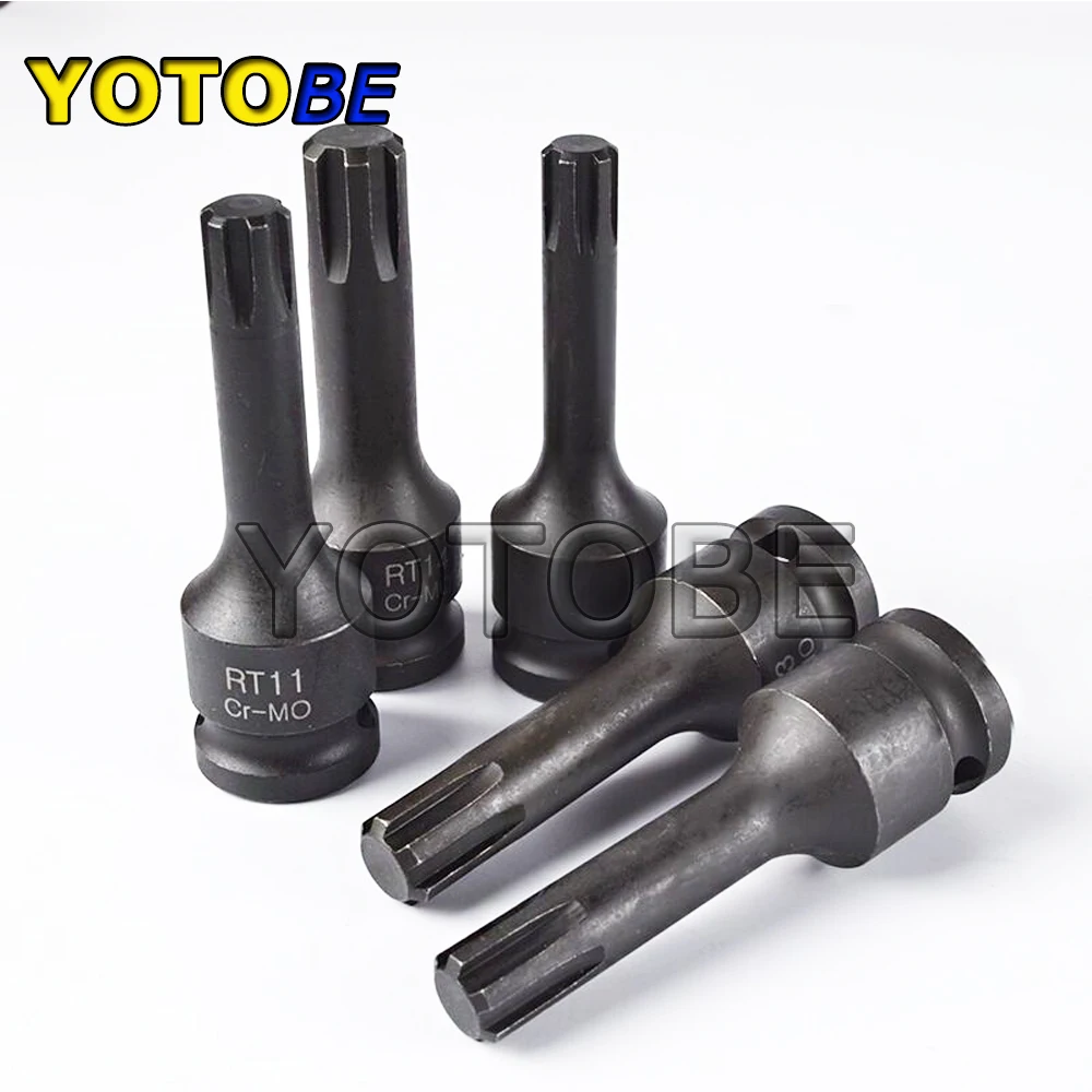 9pcs 1/2DR Impact Ribe Bit Socket M5 M6 M7 M8 M10 M11 M12 M13 M14 78MM Length