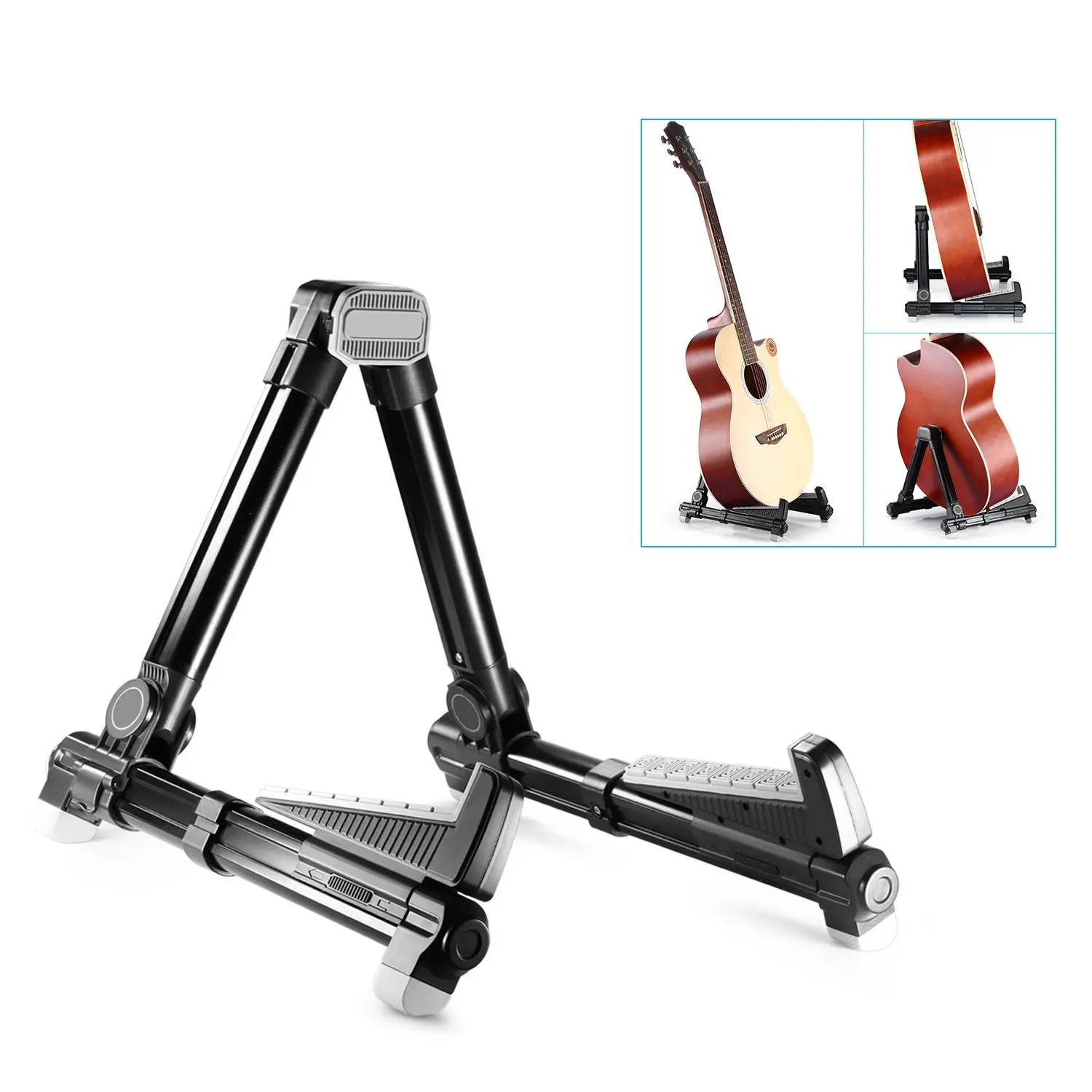 AROMA AGS-08 Universal Foldable A-Frame Instrument Stand Guitar Stand for Acoustic Guitar, Classical, Electric, Violin, Ukulele