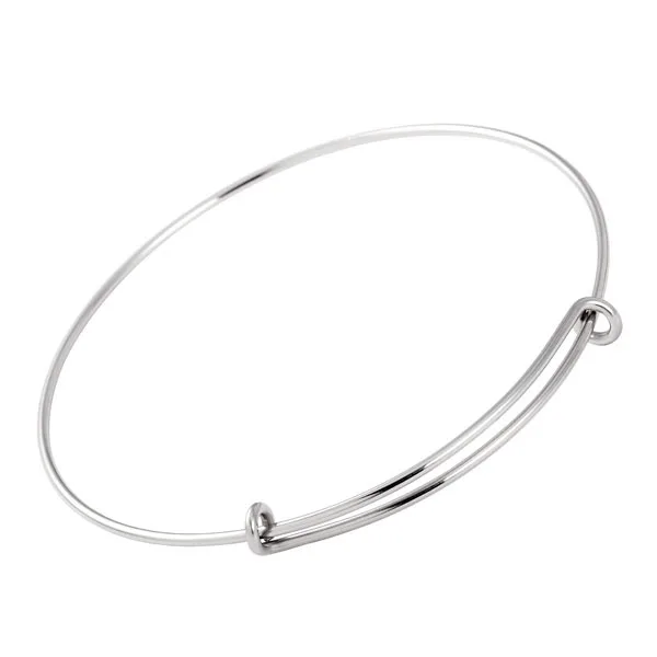 

IJB0385 FREE SHIPPING - Simple Single Circle Women S.Steel Adjustable Expandable Wire Bangle Bracelet for DIY Jewelry