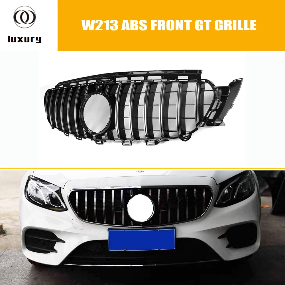 W213 GT Style ABS Front Bumper Grill Grille for Benz E200 E300 E350 E43 E53 With Amg Sport Package 16 - 20