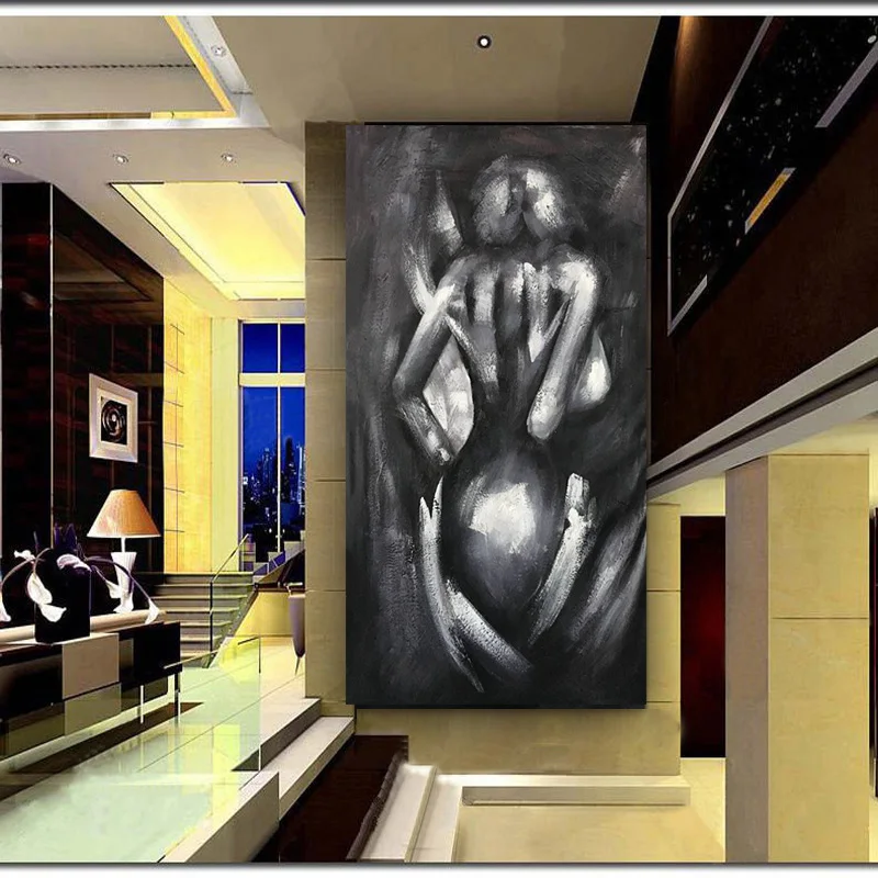 3D Sexy Nude WomenBackside Portrait Abstract Oil Painting Make Love Handmade on Canvas Home Decor Picture Unframed Dropshipping