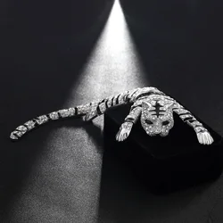 Statement Men's Big Tiger Brooch Jewelry Silver color Animal Women Dress Coat Suit Men Decoration Safety Pin Metal Broach Broch