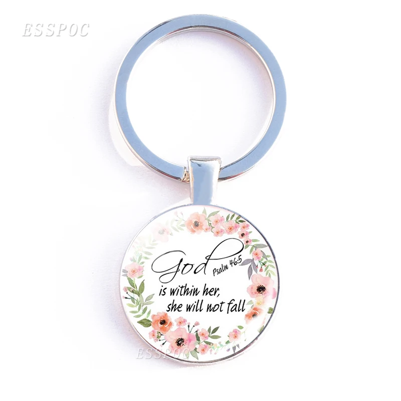 Bible Verse Double Face Keychain Glass Cabochon Jewelry Jesus Pendant Religious Key Chain Women Men Christian Gifts image 3