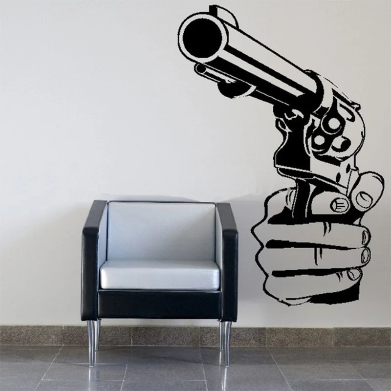 

Gun Shooting Wall Art Sticker Decal DIY Home Decoration Decor Wall Mural Removable Bedroom Sticker 55X80cm