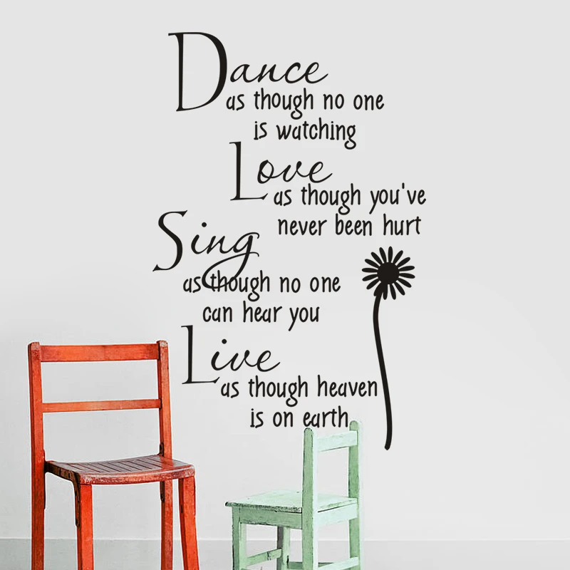 Dance Love Sing Live Inspirational Quotes Wall Decal Stickers Office Bedroom Home Decoration Peel And Stick Pvc Wall Mural Art