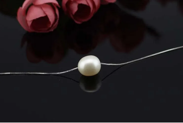 NEW 8-9mm Big Size White Color Natural Freshwater Real Pearl Necklace Classic Cheap Jewelry with Silver 925 Silver Chain