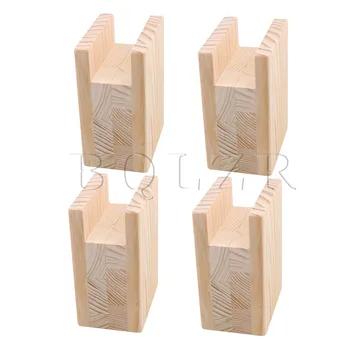 BQLZR-artificiel évateur de table en bois, élévateur de lit, élévateur de meubles, rangement pour pieds à rainure de 4cm, élévateur jusqu'à 10cm, paquet de 4, 10x7x13.5cm