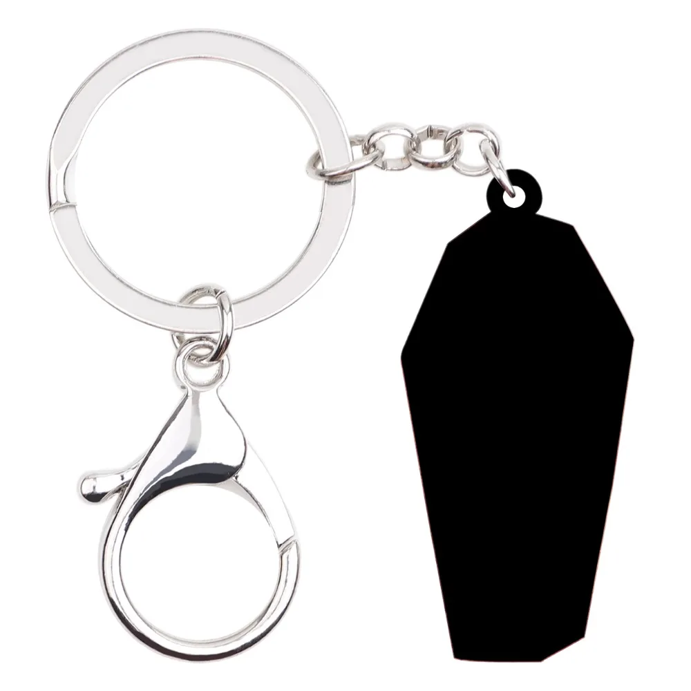 WEVENI Acrylic Halloween Red Coffin Casket Key Chain Pendant Ring Unique Punk Jewelry For Women Girls Bag Car Wallet Charms Gift