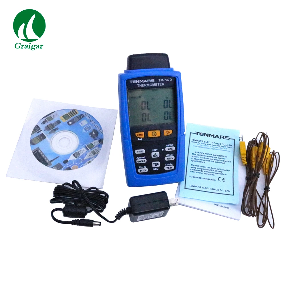 Digital TM-747D K/J/T/E/R/S/N Tipo Termómetro digital 10000 registros de temperatura