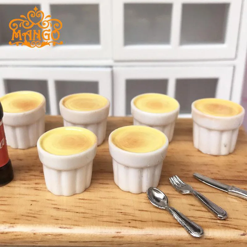 5PCS/Lot 1:12 Miniature Dollhouse Custard Pudding for Blyth Doll House Pretend Food Kitchen Toys