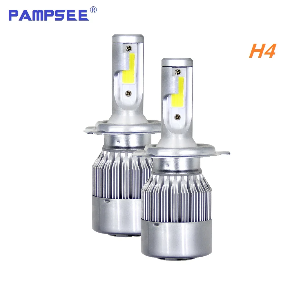 2Pcs C6 H4 LED Bulb Super Bright Auto Car Headlight 2X 36W 7600LM 6000K 3000K Single Beam All In One Led Chip Automobiles Lamp